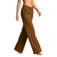 thumbnail image 4 of ZHYou No Boundarie Pants for Women Wide Leg Pull On Baggy Fit Stretch High Waist Casual Sweatpants with Pockets,Brown,Size L, 4 of 5
