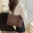thumbnail image 3 of Bolsa De Hombro Bolso de hombro acolchado de cuero PU para mujer, 2 uds., bolso cruzado, bolso de dinero (café), 3 of 8