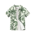 thumbnail image 4 of Abcomgle Hawaii Shirts for Boys Button Down Short Sleeve Boys Beach Outfit Cartoon Palm Tree Sunset Print Vacation Hawaii Shirts,Light Green,12-13Years, 4 of 5