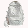 thumbnail image 7 of Polka Dots School Backpack, Aesthetic Backpack with Pendant, Multi-layer School Backpack for College Work Travel (White), 7 of 7