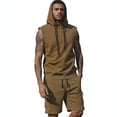 thumbnail image 4 of CHUMUD 2 Piece Sets for Men Summer Outfits Dry Fit Workout Cargo Hooded Tank Tops Hiking Gym Sleeveless Muscle Athletic Shirt Drawstring Shorts Tracksuits, 4 of 9