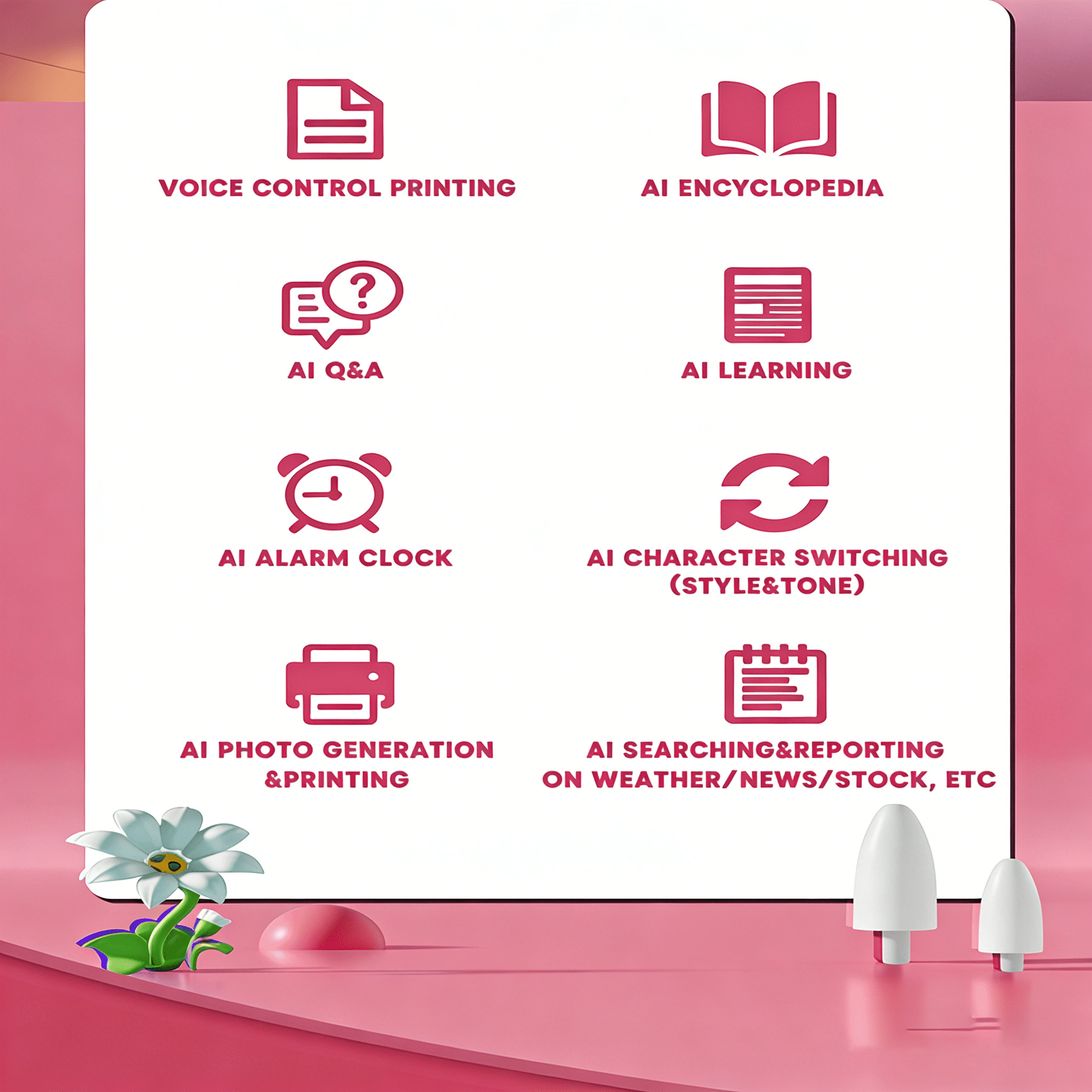 Portable Printer, AI Mini Pocket Wireless Bluetooth Thermal Printers with 11 Rolls Printing Paper for Android iOS Smartphone, BT Inkless Printing Gift for Label Receipt Photo Notes Study Home Office