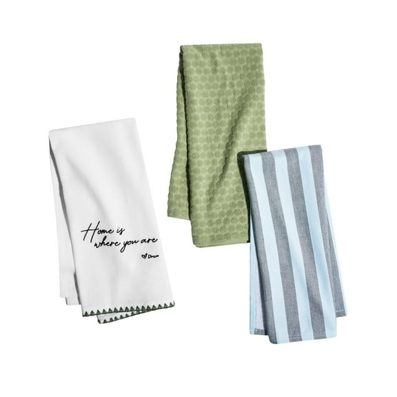 Beautiful Home 3-Piece Kitchen Towel Set by Drew Barrymore, Multiple, 30"W x 20"L