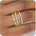 thumbnail image 4 of Gold Rings for Women Non Tarnish, 14k Gold Plated Stacking Cubic Zirconia Thumb Rings, Dainty Stackable Gold Knuckle Rings Set, 4 of 4