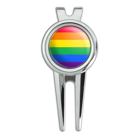 Rainbow Pride Gay Lesbian Contemporary Golf Divot Repair Tool and Ball Marker
