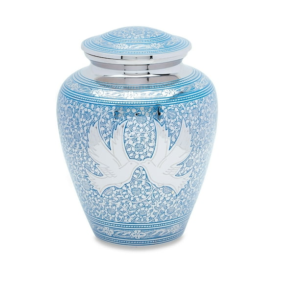 Urnsdirect2u Blue Loving Doves Adult Urn, 220 cubic inch capacity