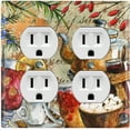 thumbnail image 1 of Metal Light Switch Wall Plate Outlet Cover (Coffee Tea Party Kettle Mocha Drinks - Double Duplex), 1 of 2