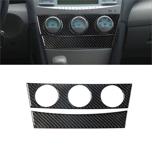 Soft Carbon Fiber Car Interior Decor Kits 2Pcs Carbon Fiber Manual Climate Control Cover Trim For 2007-2011 Toyota Camry Sticker