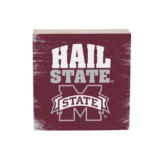 Mississippi State Bulldogs 6" Square Fan Chant Wood Block Shelf Sign