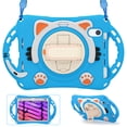 thumbnail image 1 of Kids Case for iPad Mini 6, Cute Cat Design Heavy Duty Rugged Case with Kickstand Handstrap Shoulder Strap Pencil Holder Shockproof Case For iPad mini (6th Generation),Purple, 1 of 7