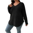thumbnail image 4 of DAFPZW Women Pullover Tunic Tops Plus Size Casual Knit V Neck Lightweight Long Sleeve Sweaters, 4 of 7