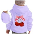 thumbnail image 3 of Kiijoy Toddler Girls Graphic Hoodies Cherry Bow Hooded Sweatshirt Long Sleeved Pullover, 3 of 4