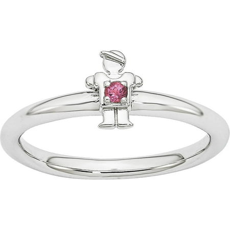 Stackable Expressions Pink Tourmaline Sterling Silver Rhodium Boy Ring