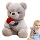 thumbnail image 1 of Oso de peluche con rosa de 9,8 pulgadas, muñeco de oso de peluche suave, juguetes de peluche, decoración del día de San Valentín, regalos para ella/novia (gris), 1 of 5