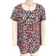 thumbnail image 1 of Camiseta roja de verano con botones delanteros y mangas cortas, blusa plisada con estampado floral XXL, 1 of 2