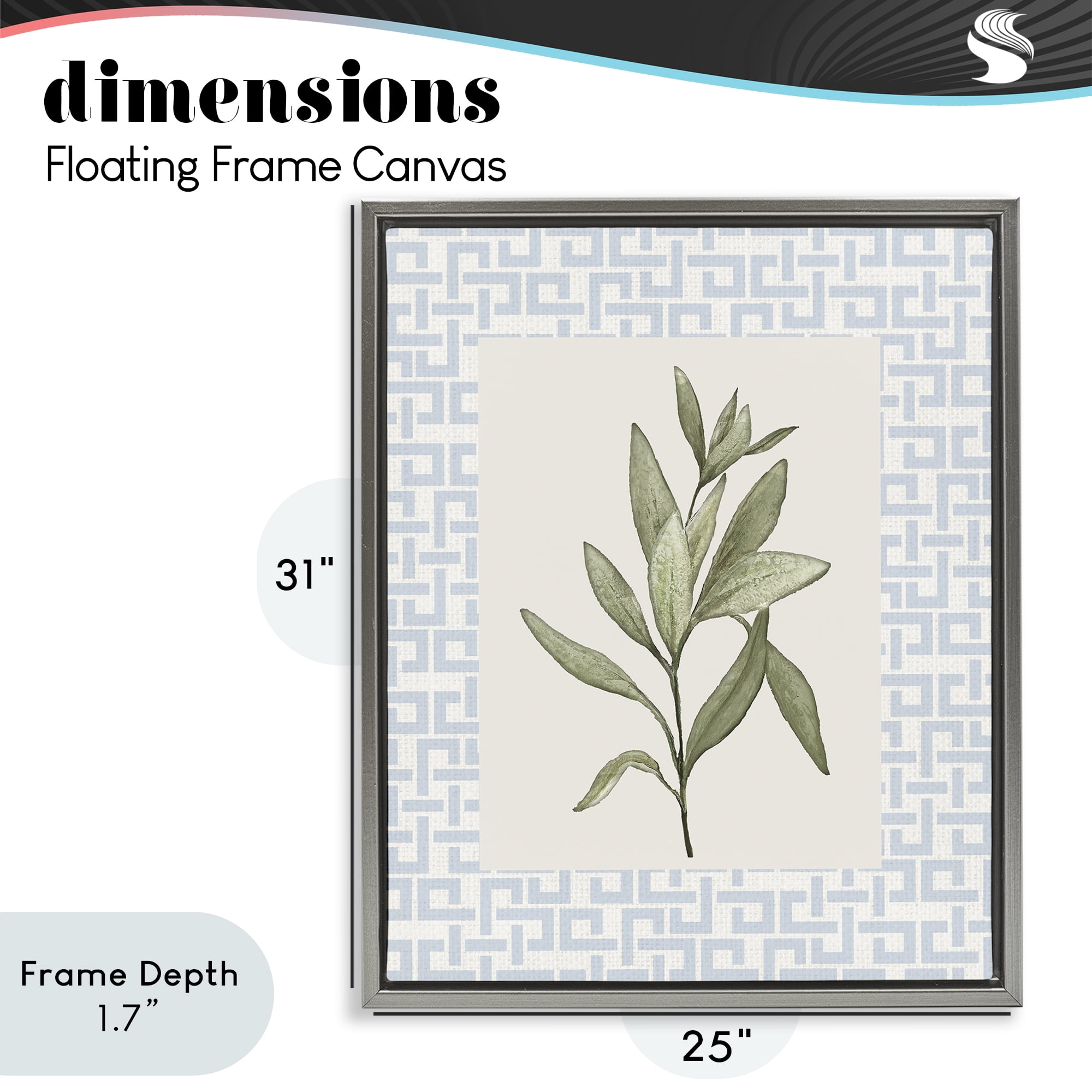 Stupell Industries Leafy Fresh Herb Gray Framed Floater Canvas Wall Art, design by Diannart