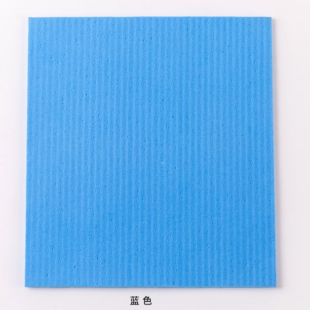 Xiao Hua Paño de algodón de pulpa de madera cuadrado azul de 6 piezas, paño de limpieza de cocina y eliminación de manchas, paño de esponja de algodón de pulpa de madera absorbente, 20 * 18 cm