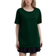 thumbnail image 1 of T-shirt Mode Femme Col Rond Grande Taille Manches Courtes Couleur Unie avec Tissu Doux et Respirant, 1 of 5