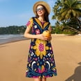 thumbnail image 4 of Rateoe Cinco De Mayo Floral Pattern Women’s Short Sleeve Dress – Casual Elegant Summer A-Line Dress for Everyday Wear, 4 of 6