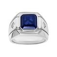 thumbnail image 3 of Mens .925 Sterling Silver Square-Cut Blue Sapphire Gemstone Ring, 3 of 4