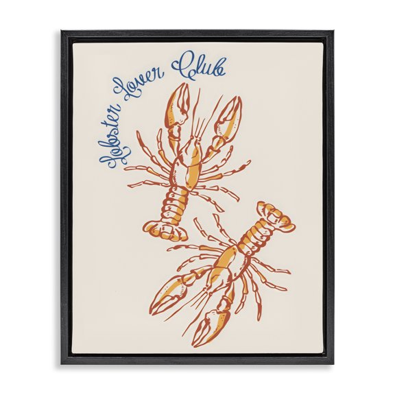 Stupell Industries Lobster Lover Club Black Framed Floater Canvas Wall Art, design by The Prints Vibe