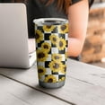 thumbnail image 4 of 20 Oz Checke Sunflower Coffee Tumbler Double Wall Insulated Stainless Steel Water Bottle | Metal Reusable Thermoses Flask with Cup Cap | Leak & Sweat Proof with Anti-Dust Lid, 4 of 7