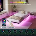thumbnail image 6 of Lusimo Twin Size Floating Bed Frame with LED Lights and Mattress Slip Guard, Metal Platform Bed Frames Twin with Steel Slat Support, No Box Spring Needed, Black, 6 of 12