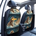 thumbnail image 3 of Naloa Starry Sky Cloud Cute Rabbit 2Pcs Anti-Kick Back Seat Cover Kick Mat, Car Seat Protector with 3 Storage Pockets, 3 of 8