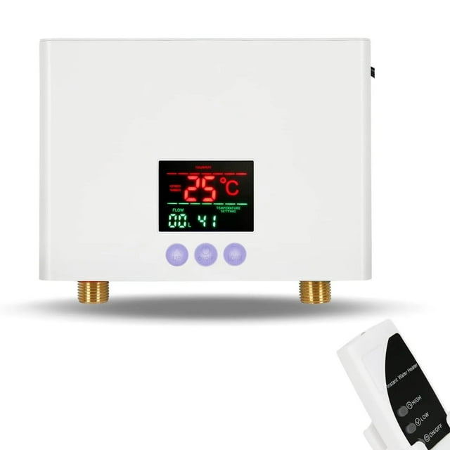 Tankless Water Heater, 3000W Mini Electric Instant Hot Water Heater LED Display, On Demand Water Heater With Remote Control ,Digital Temperature Display