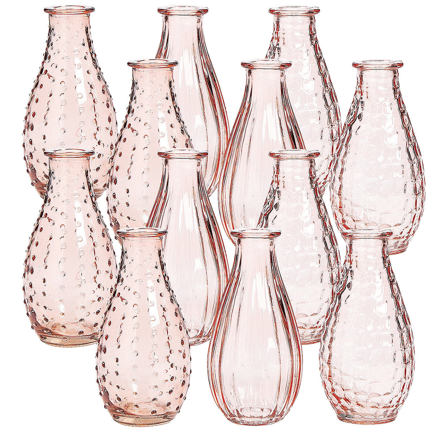 Fun Express Bulk 12 Pieces Pink Glass Vases