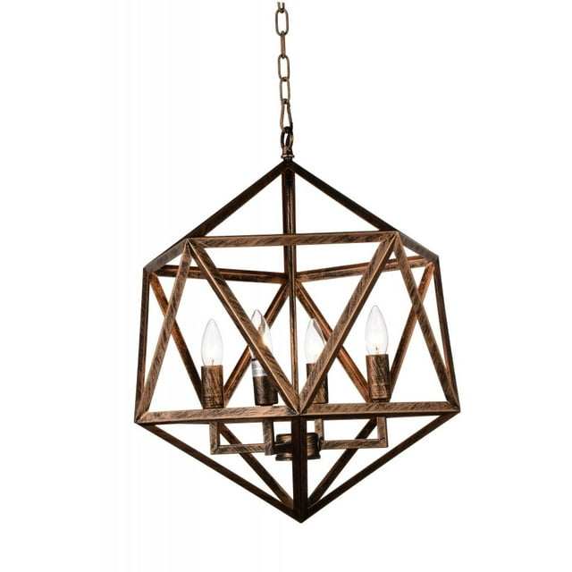 CWI Lighting Suspension à 3 Lumières avec Finition Cuivre Forgé Antique