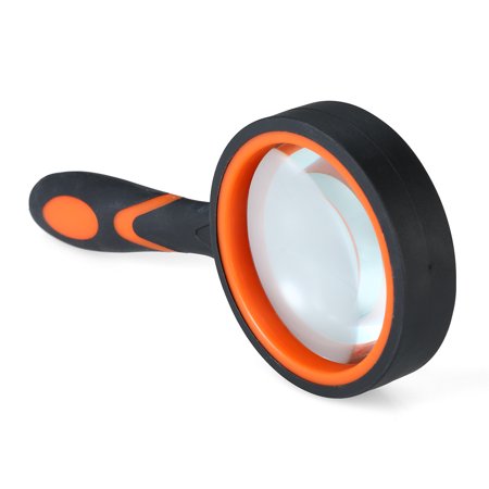 Portable Magnifying Glass Tool 10X Reading Magnifier Handheld Glass Loupe 50mm Mini Magnifying Lens with Non-slip Soft Handle for Book Newspaper Reading Insect and Hobby Observation Classroom Science