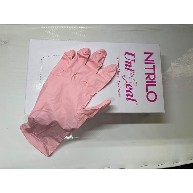 Guante de Nitrilo Uniseal Rosa Talla Extra Chica