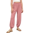 thumbnail image 2 of SROBPTY Teen Girls Pants Solid Elastic Waist Straight Leg Soft Breathable Trousers for 1-14Y, 2 of 5