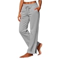thumbnail image 2 of Mineart Women Casual Solid Sweatpants with Drawstring Elastic Waist Multiple Pockets and Side Slit at Cuffs Pants for Daily Stroll, 2 of 7