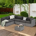 thumbnail image 7 of SOLAURA 14Pcs Outdoor Furniture Replacement Cushions, Fits 6-seat Sectional Rattan Conversation Set, Patio Water-Resistant Replacement Sofa Cushions, Grey, 7 of 7