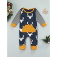 thumbnail image 2 of Seyurigaoka Unisex Baby Long Sleeve Romper, Deer Head Print Jumpsuit with Front Pocket, 2 of 8