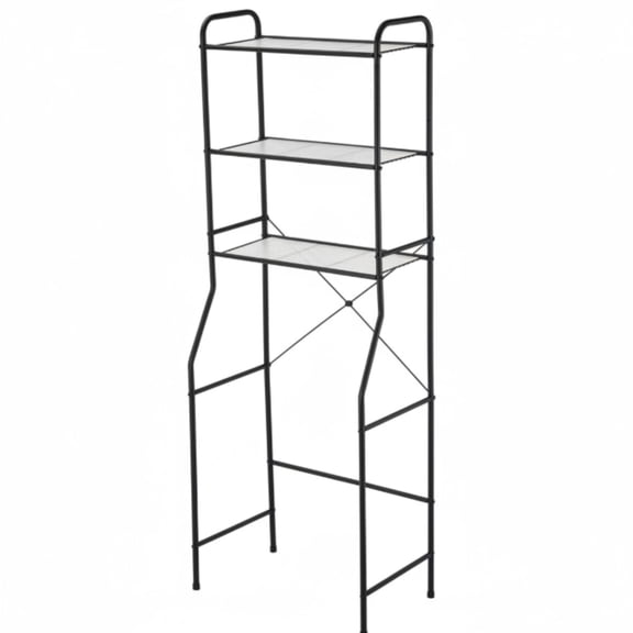 Mainstays Over-the-Toilet Steel Storage Unit with 3 Shelves and Liners, Matte Black