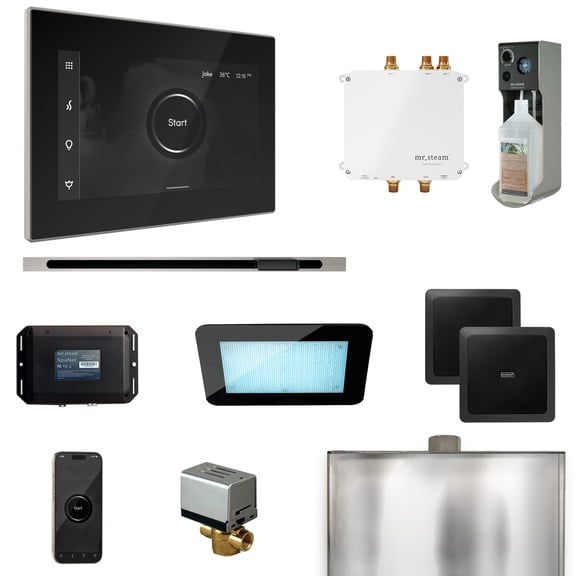 Mr Steam Bliss Steam Shower Ctrl Pkg w/iSteamX Control and Linear Steamhead in Black Brushed Nickel