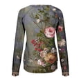 thumbnail image 4 of Womens Blouses Long Sleeve Women's Retro Fashion Printed Long Sleeved Round Neck Top, 4 of 5