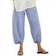 thumbnail image 1 of Pantalones Casuales de Verano para Mujer, Tipo Tulipán, Holgados, con Cintura Elástica y Bolsillos. Azul L, 1 of 6