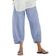 thumbnail image 1 of Pantalones Casuales de Verano para Mujer, Tipo Tulipán, Holgados, con Cintura Elástica y Bolsillos. Azul S, 1 of 6