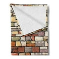 thumbnail image 2 of Grunge Soft Flannel Fleece Throw Blanket, Cartoon Wall Pattern with Stone Motifs Construction Architecture Inspired Design, Cozy Plush for Indoor and Outdoor Use, 50" x 60", Multicolor, by Ambesonne, 2 of 5