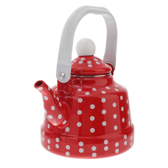 LEORX 1Pc Red Enamel Whistling Tea Kettle for Gas Stove and Induction Cooker Heating
