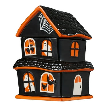 Halloween Earthenware Haunted House Treat Food Storage Jar, by Way To Celebrate