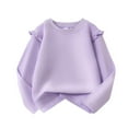thumbnail image 3 of UQJfacai Girls Long Sleeve Ruffle T-Shirt Kids Casual Plain Solid Cotton Top Blouse Spring Fall Crewneck Layering Shirt 3-14 Years, 3 of 4