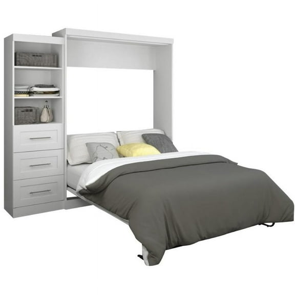 Pemberly Row 90" Queen Wall Bed in White