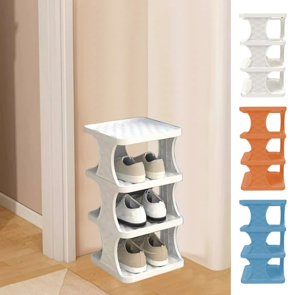 4 Tier Foldable Plastic Shoe Rack for Bedroom & Entryway, Anti-Fade & Warp-Resistant Shoe Storage Organizer, Slim Design Holds 3 Pairs, Easy Assembly