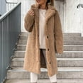 thumbnail image 6 of Kixjoy Brown Coat for Women Oversized Lapel Long Sleeve Open Front Coat Faux Fur Basic Fuzzy Jackets Warm Fashion Winter Jackets for Women, Khaki XXL, 6 of 7