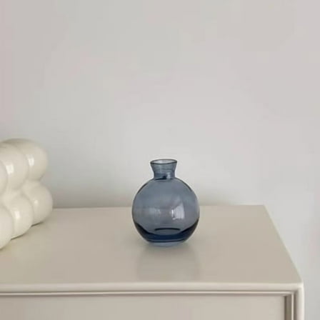 1pcs Glass Vases,Small Flower Vases for Wedding Centerpiece Table Decorations,Blue Vintage Embossed Mini Vases,Flower Arrangements in Vases for Party or Home Decor，B